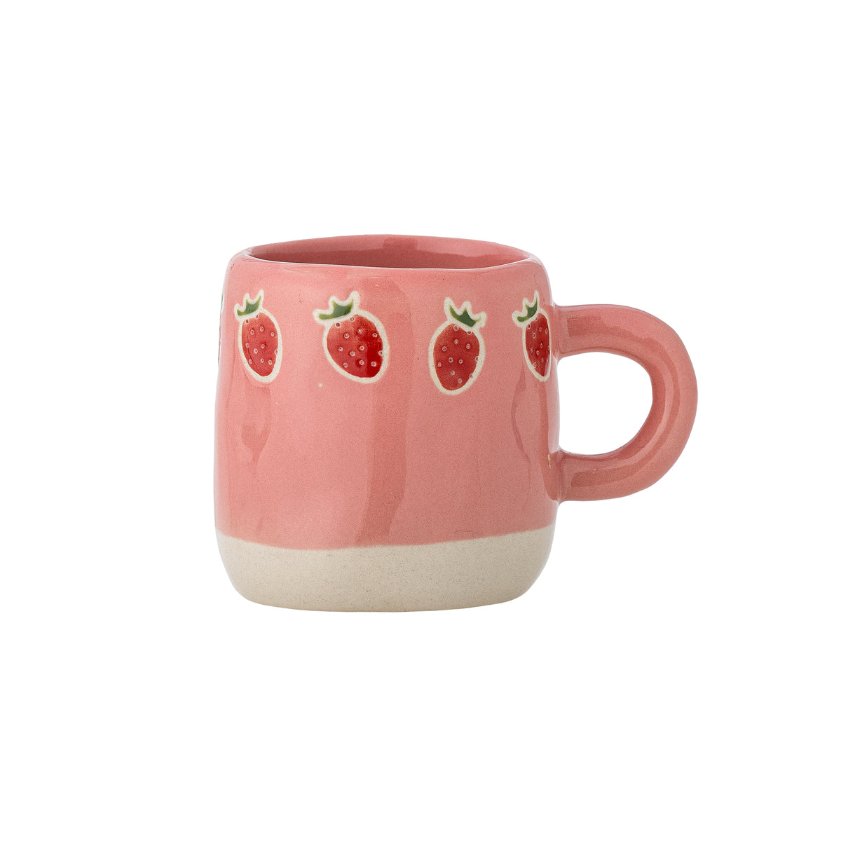 Tasse Millie en grès rose à fraises | Bloomingville | Vue principale | Beluga Boutique