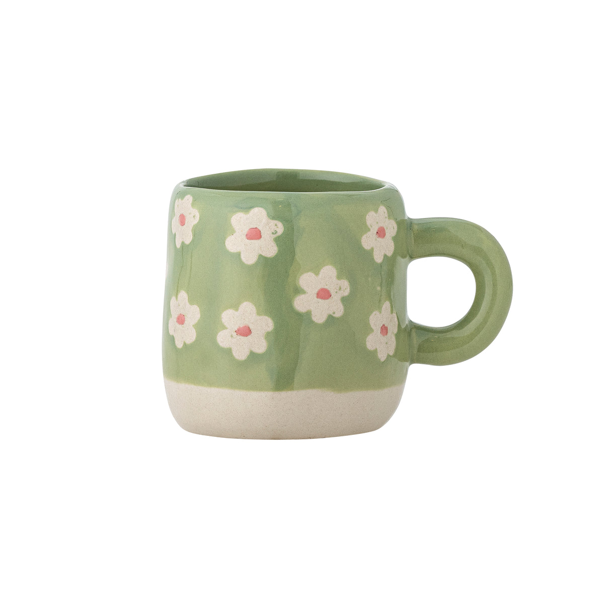 Tasse Millie en grès vert à fleurs blanches | Bloomingville | Vue principale | Beluga Boutique