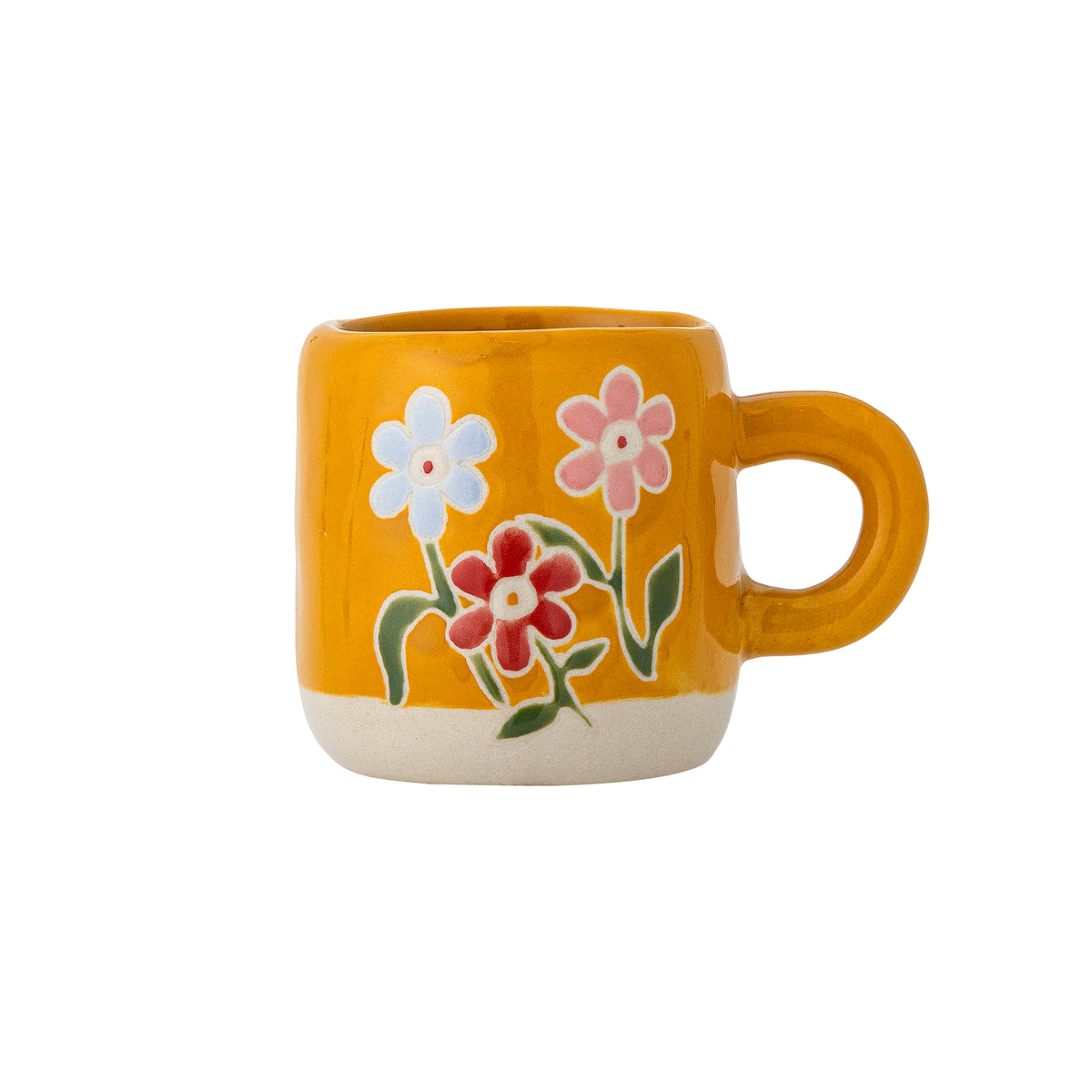 Tasse Millie en grès jaune à fleurs | Bloomingville | Vue principale | Beluga Boutique