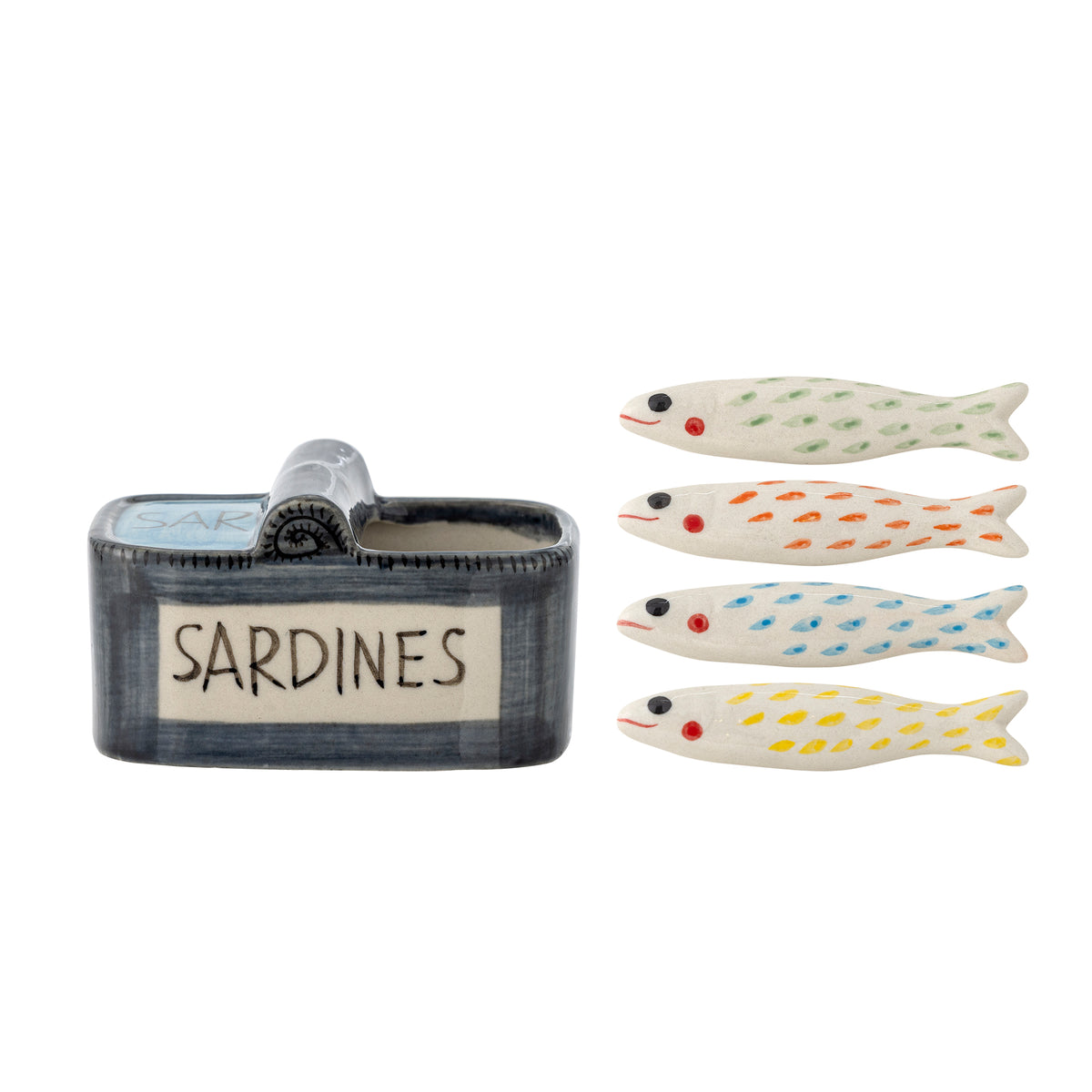 Porte-baguettes Caiam boîte de sardines en grès, set de 5 | Bloomingville | Vue 2 | Beluga Boutique