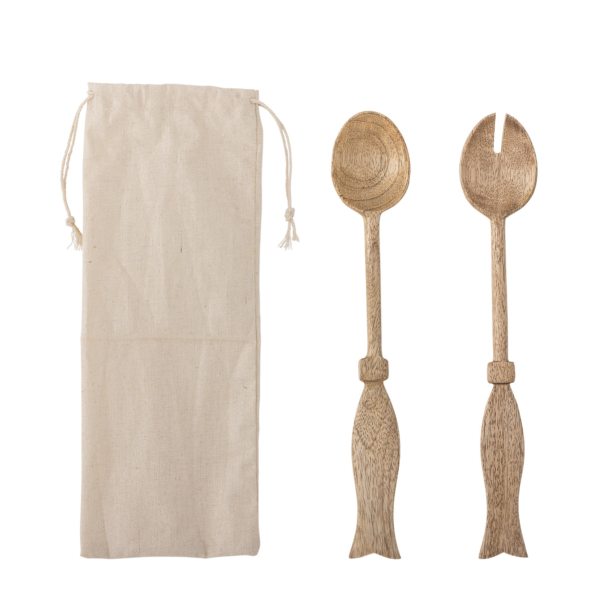 Couverts à salade Seva en manguier FSC sculptés main, lot de 2 | Bloomingville | Vue 2 | Beluga Boutique