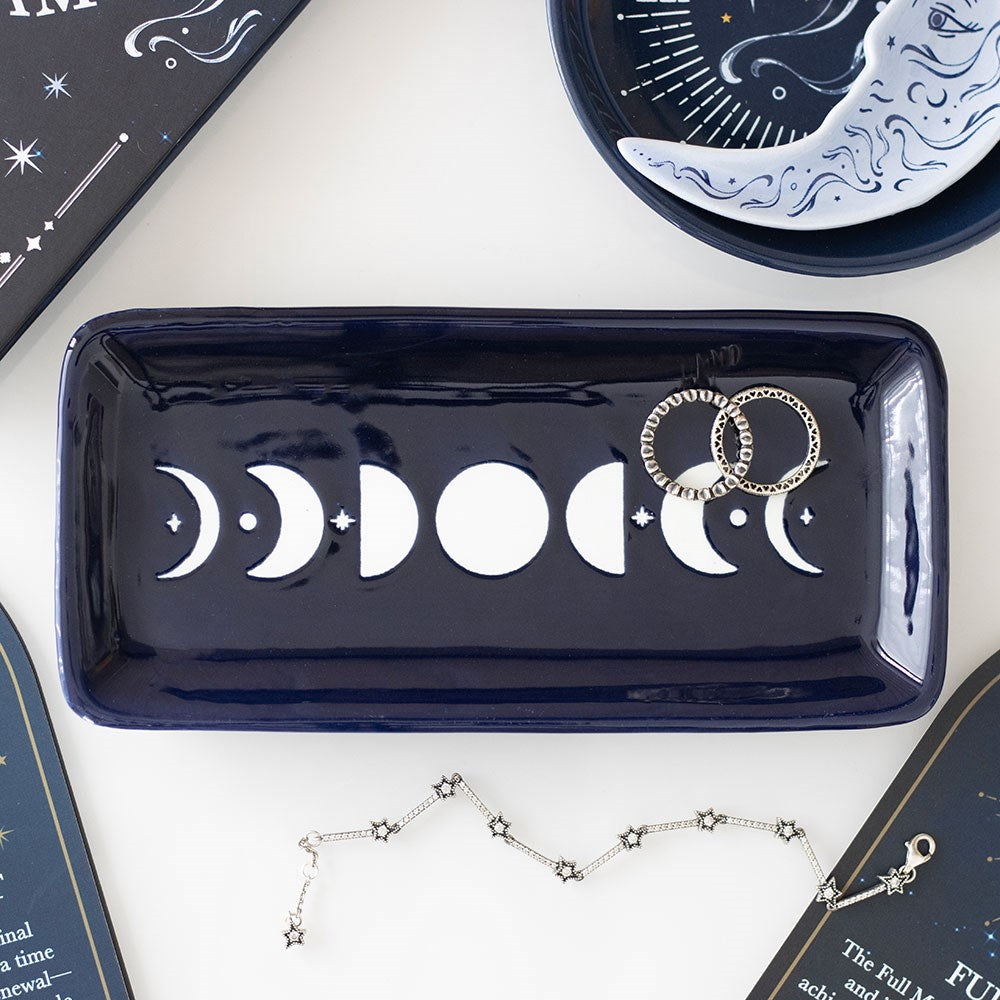 Vide-poche phases de lune bleu nuit en céramique, Something Different | Beluga Boutique