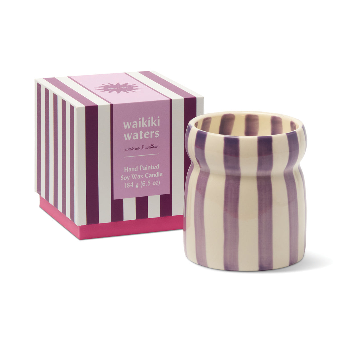 Bougie Cabana rayée violette, Waikiki Waters, 184 g — La sélection Beluga