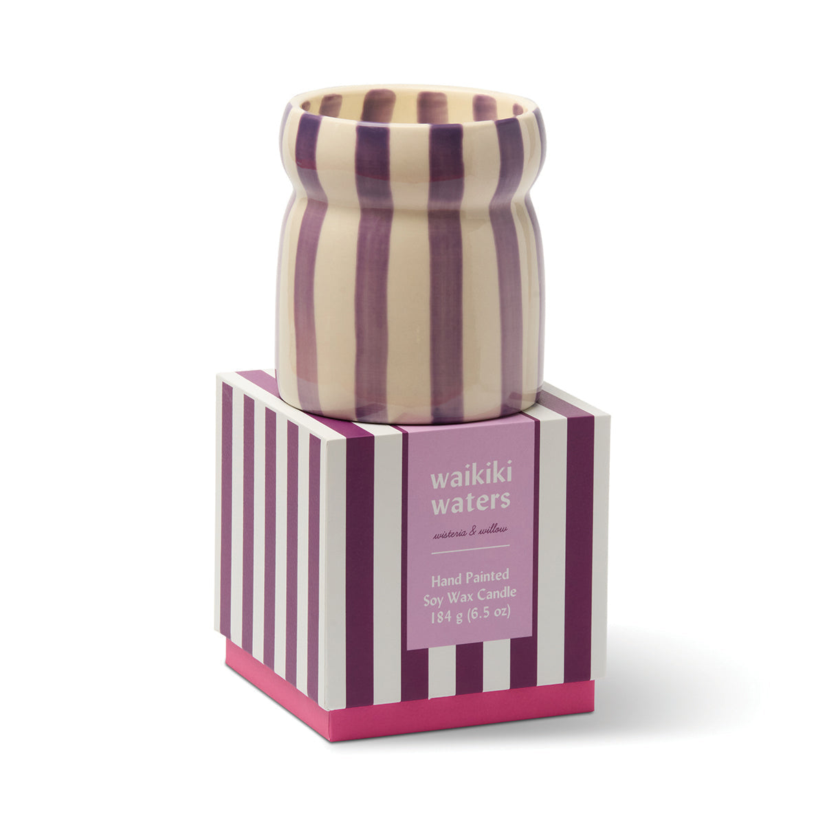 Bougie Cabana rayée violette, Waikiki Waters, 184 g — vue 3 — La sélection Beluga