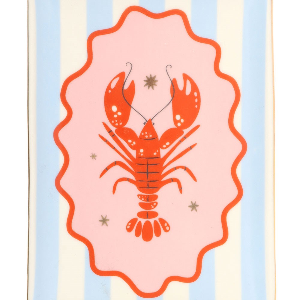 Vide-poche homard rayé en céramique rouge et bleu marine (vue 3), Something Different | Beluga Boutique