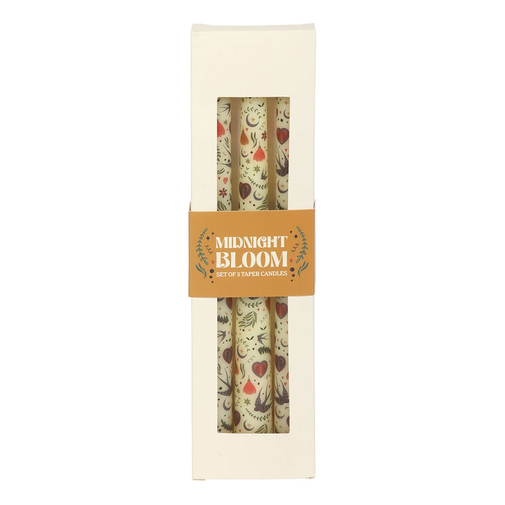 Lot de 3 bougies flambeau crème à motif floral (vue 3), Something Different | Beluga Boutique