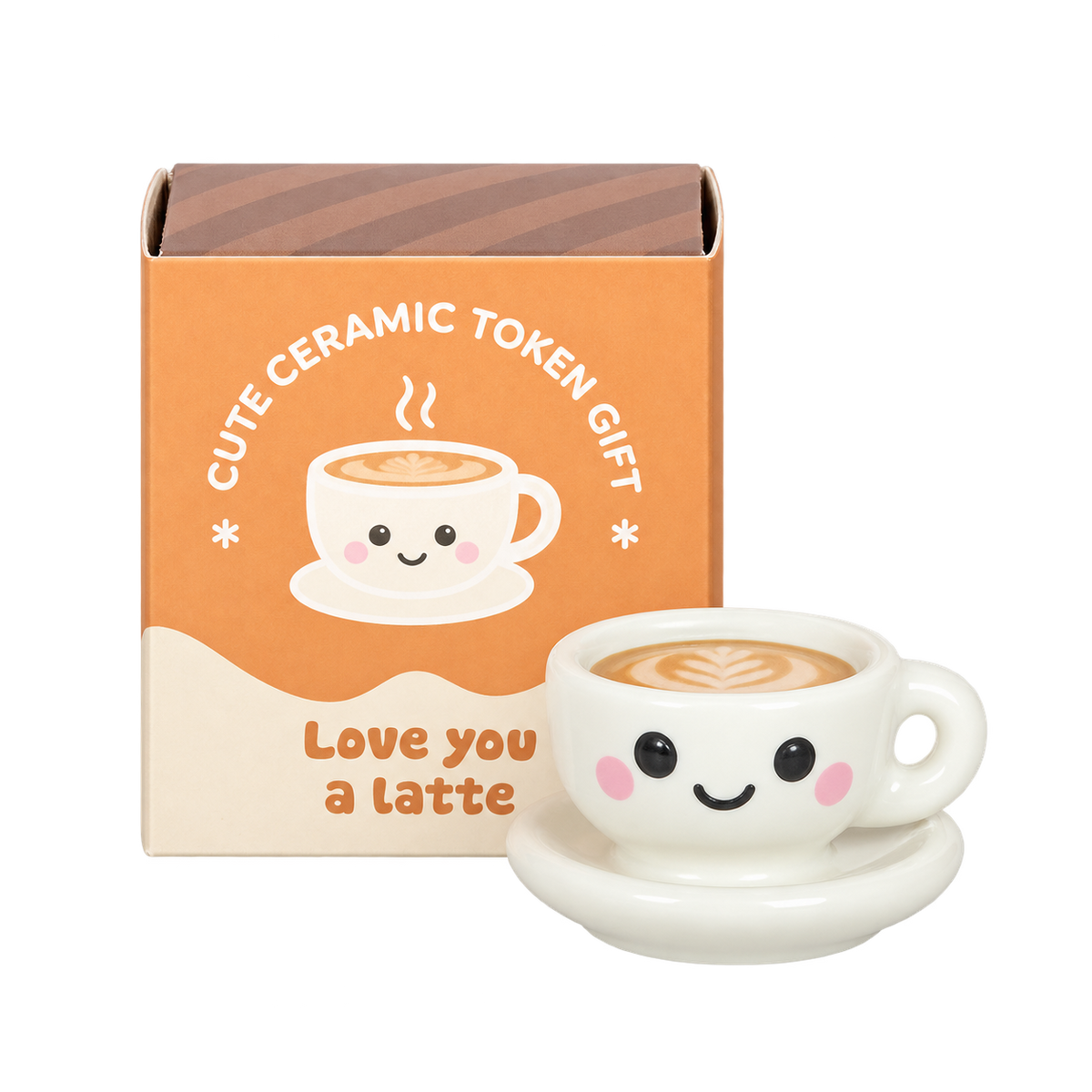 Jetons porte-bonheur Kawaii Kafe en céramique : latte, Something Different | Beluga Boutique