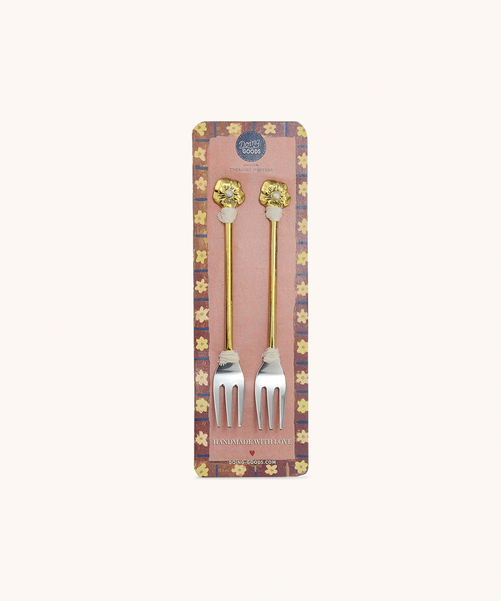 Doing Goods Zoey Flower Cake Fork Set of 2 | Doing Goods | Gift packaging | Beluga Boutique