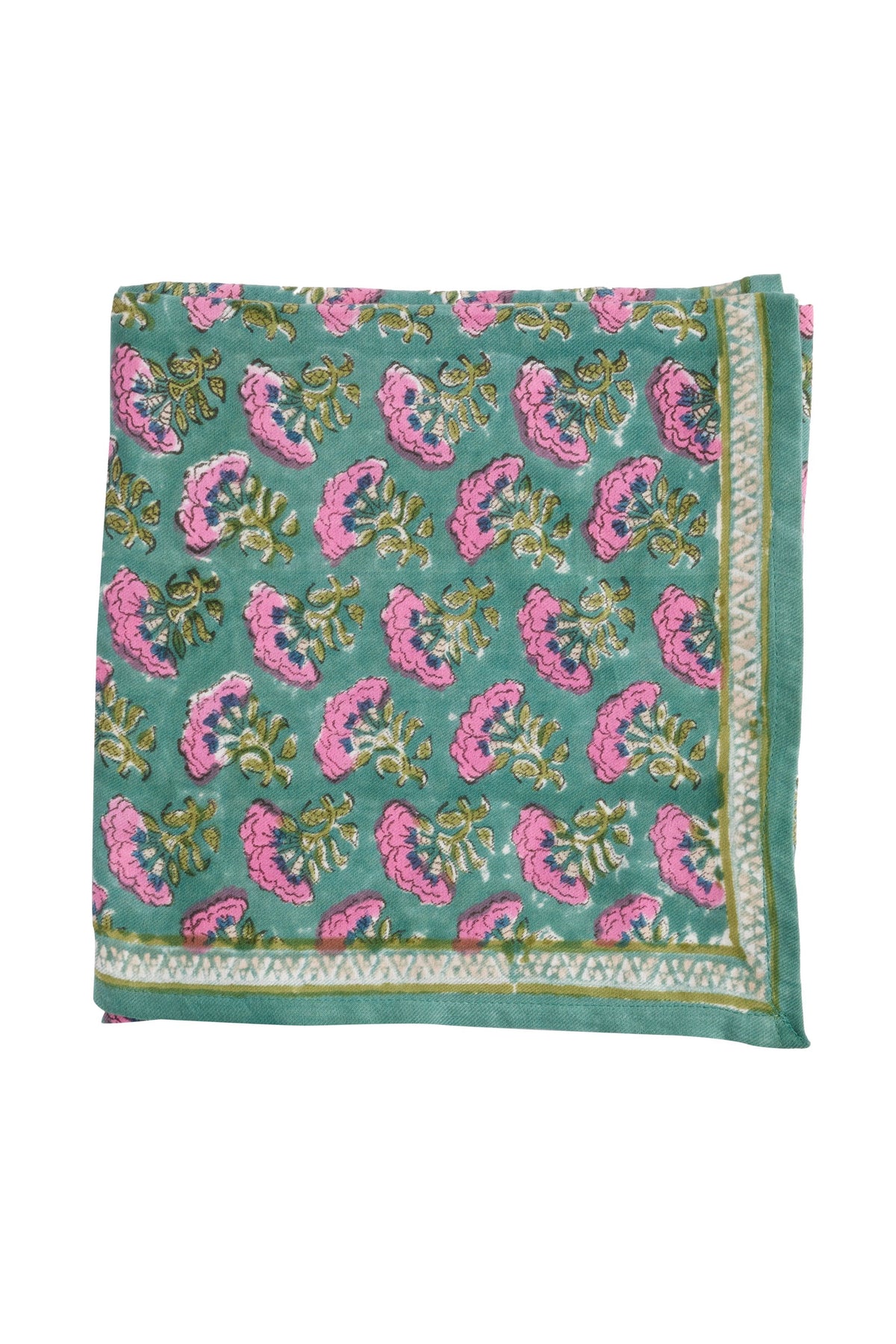 Foulard Indien Namaste vert | Bonheur du Jour | Vue principale | Beluga Boutique