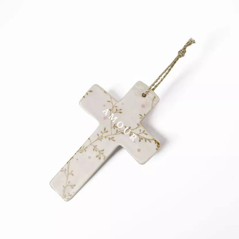 Croix — Baubels Porcelain Wall Cross — Hortense, amour — view 4 — Baubels