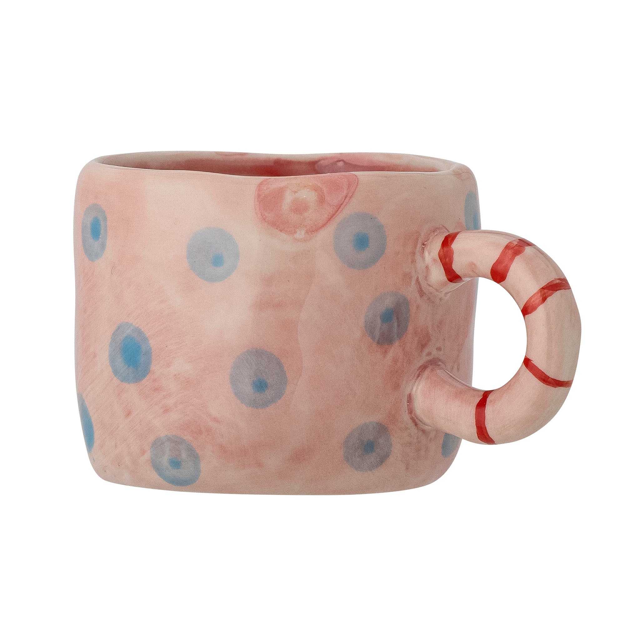 Tasse Nini en grès rose avec pois bleu