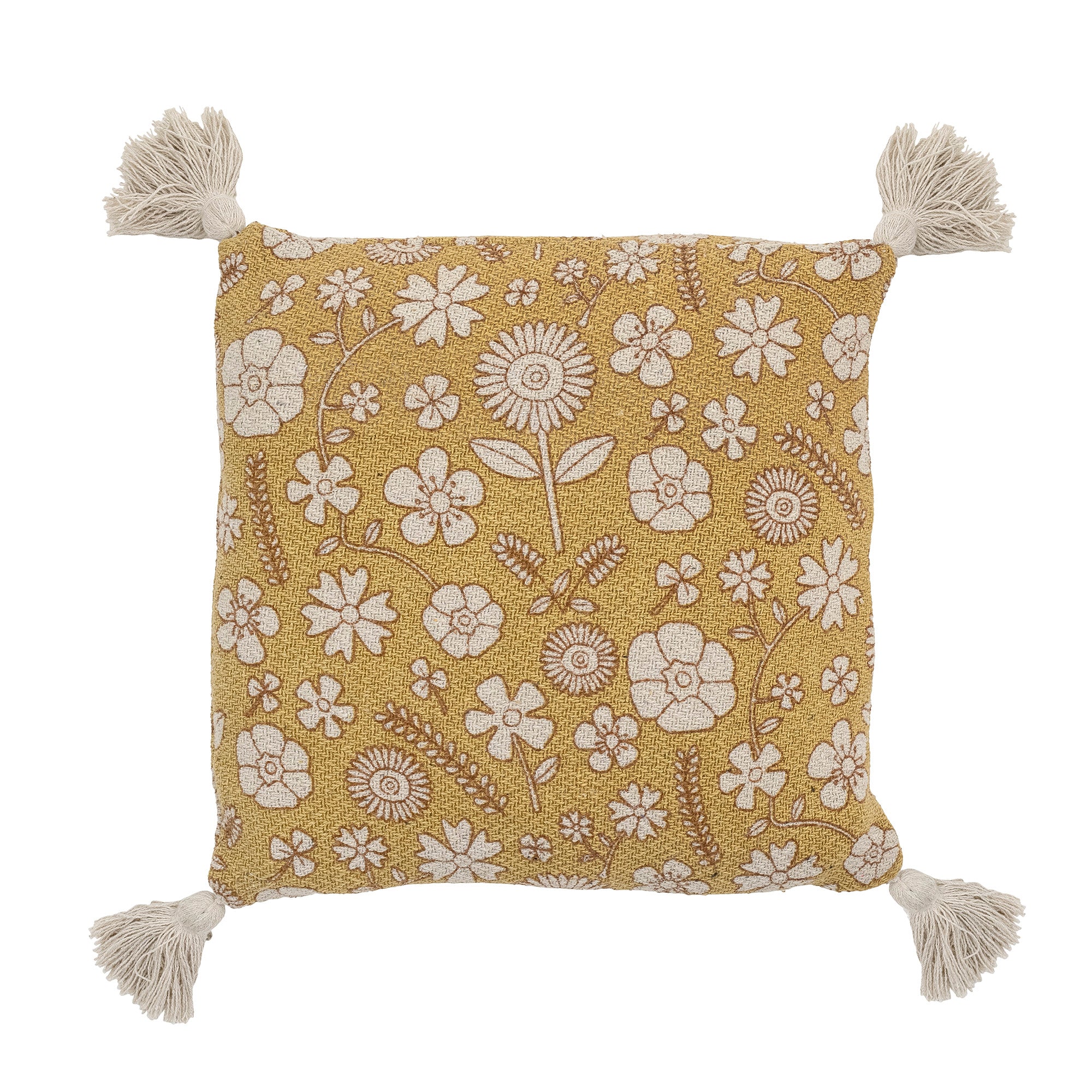 Coussin Camille en coton recyclé jaune