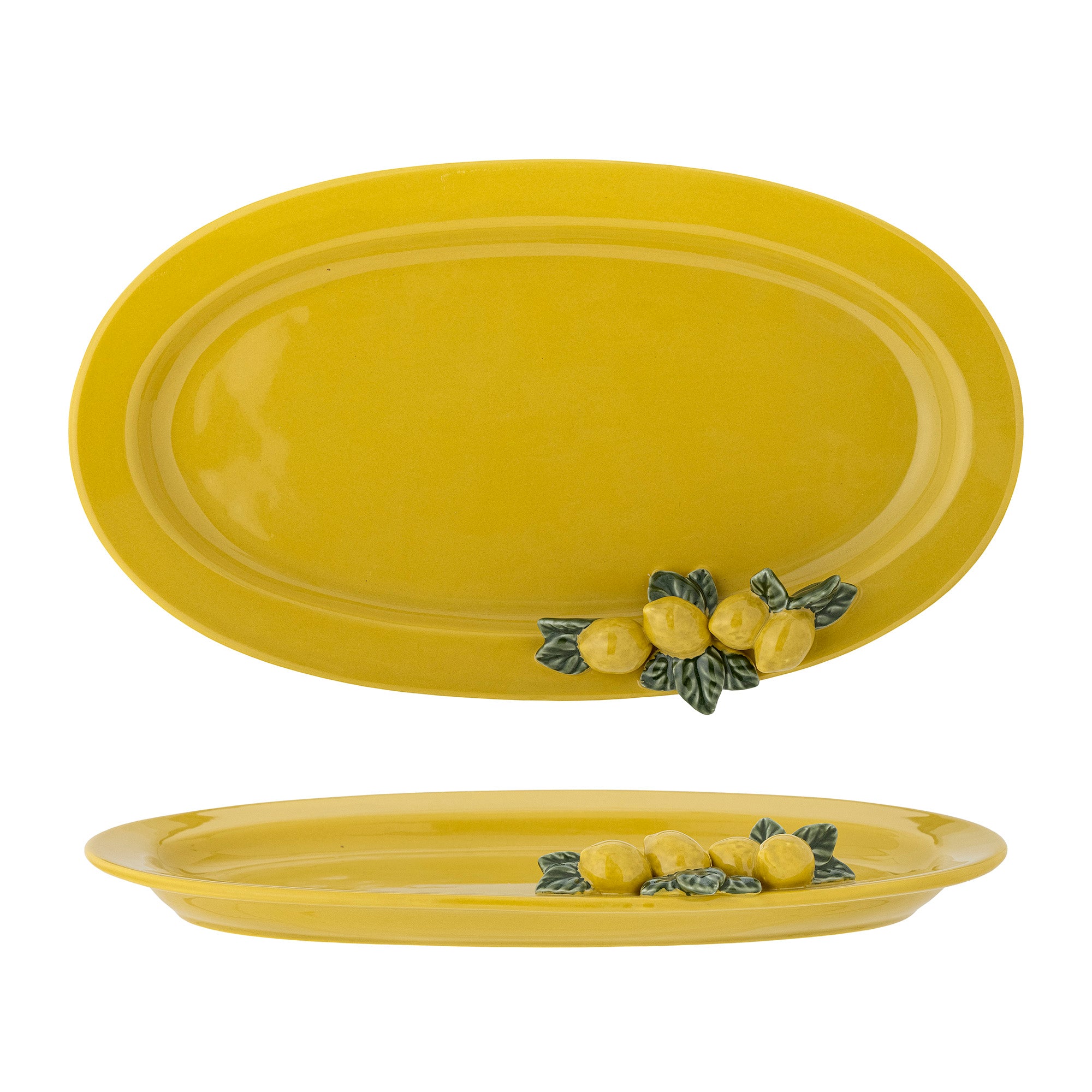 Assiette de service en grès jaune Limone