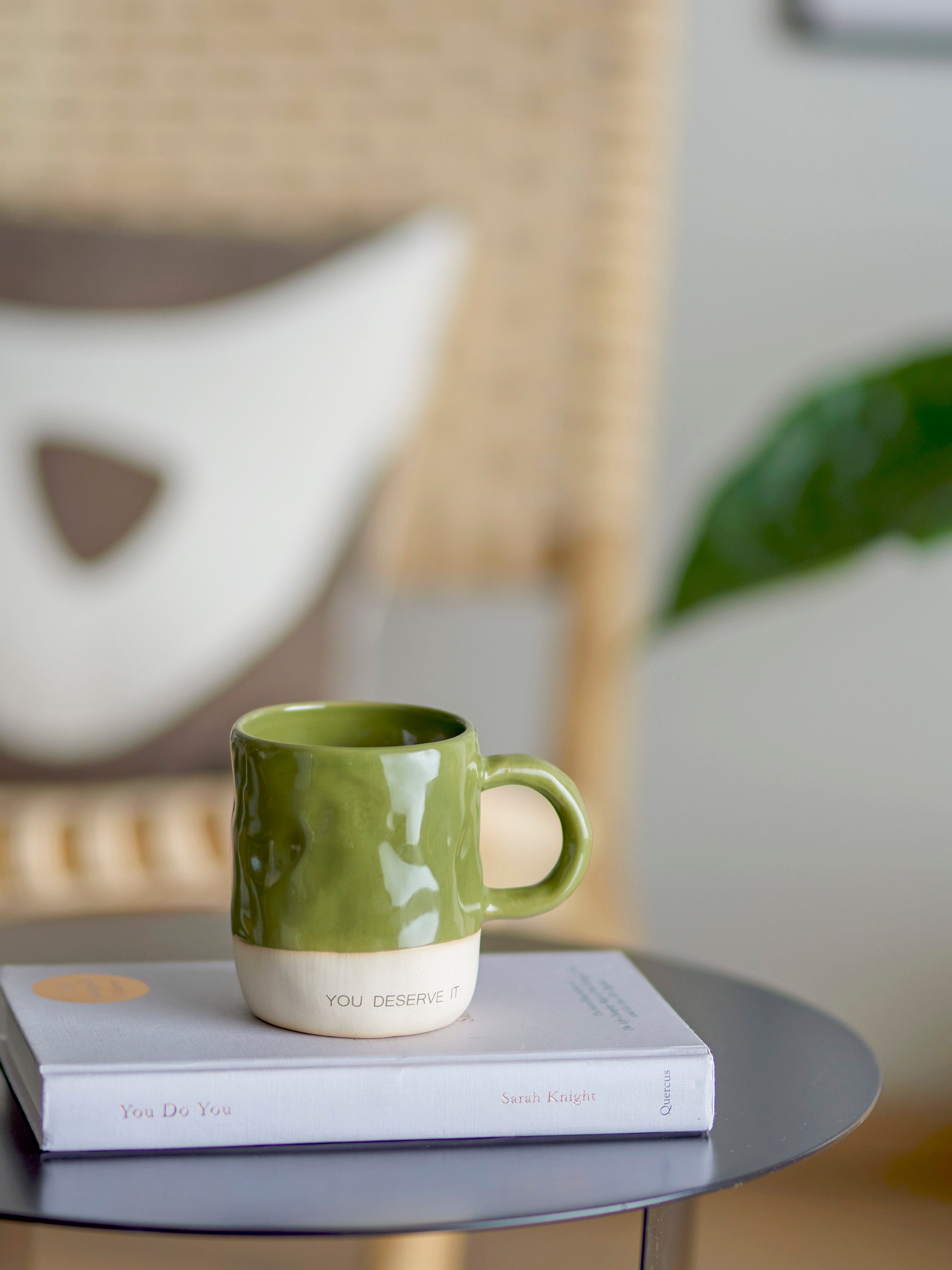 Mug Néo You deserve it en grès vert