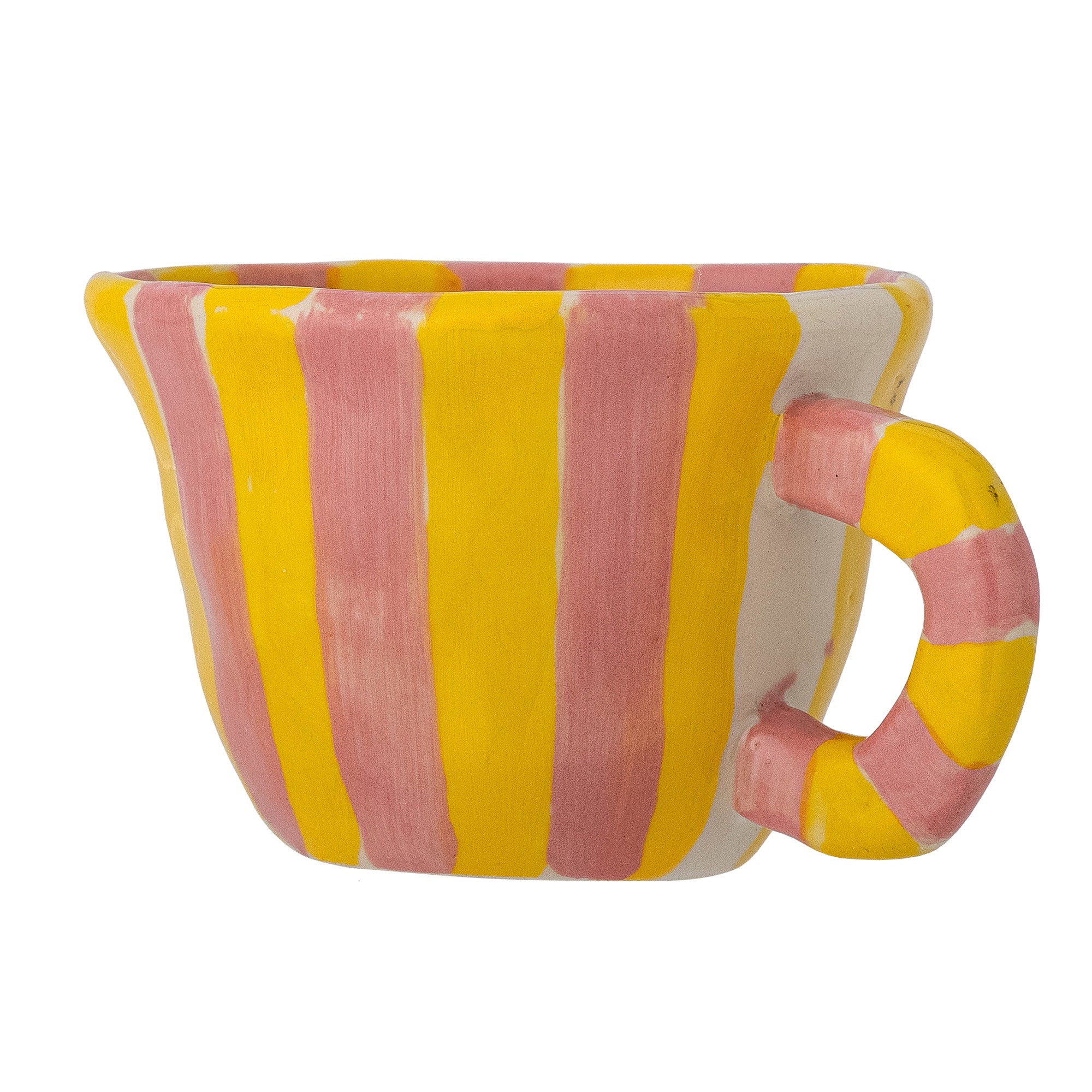 Tasse Nini en grès rayé rose et jaune