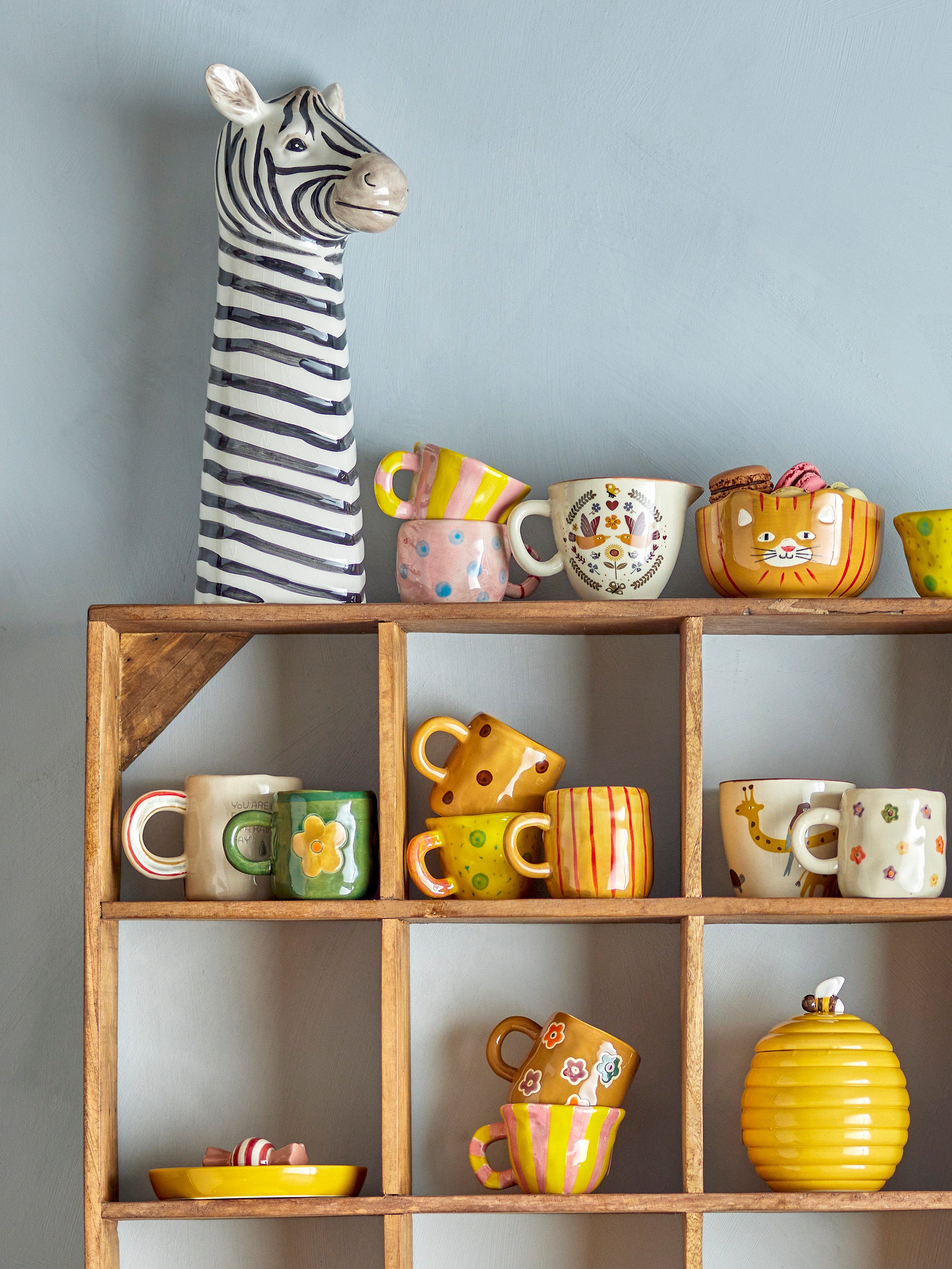 Tasse Nini en grès rayé rose et jaune