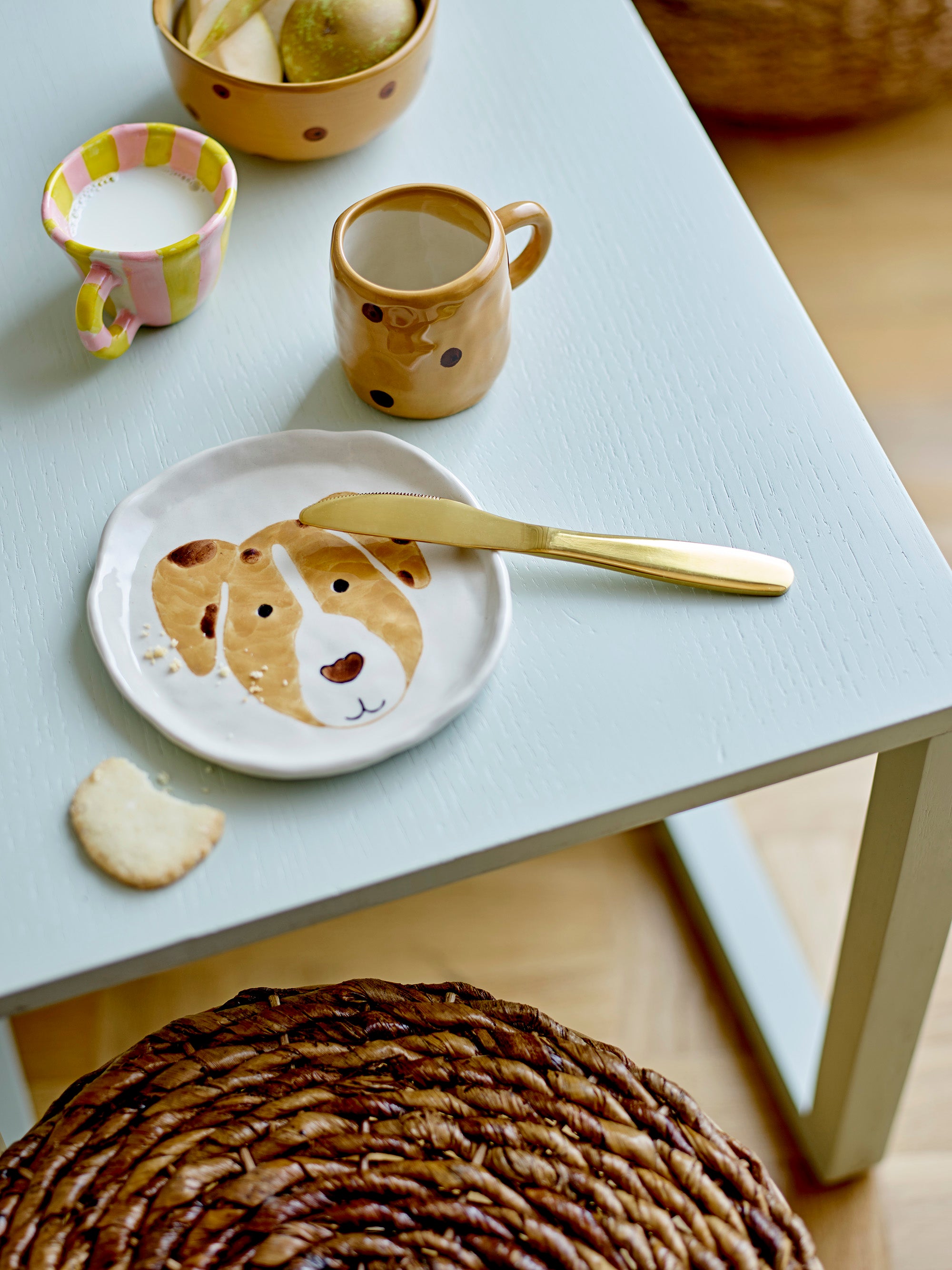 Tasse Nini en grès rayé rose et jaune