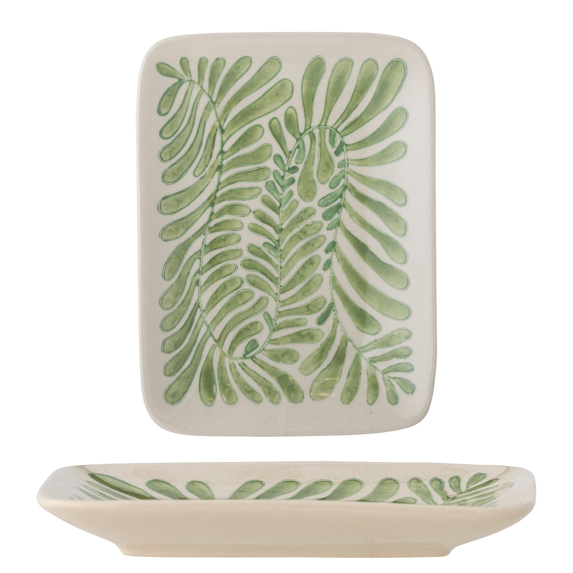 Assiette Fauni en grès verte