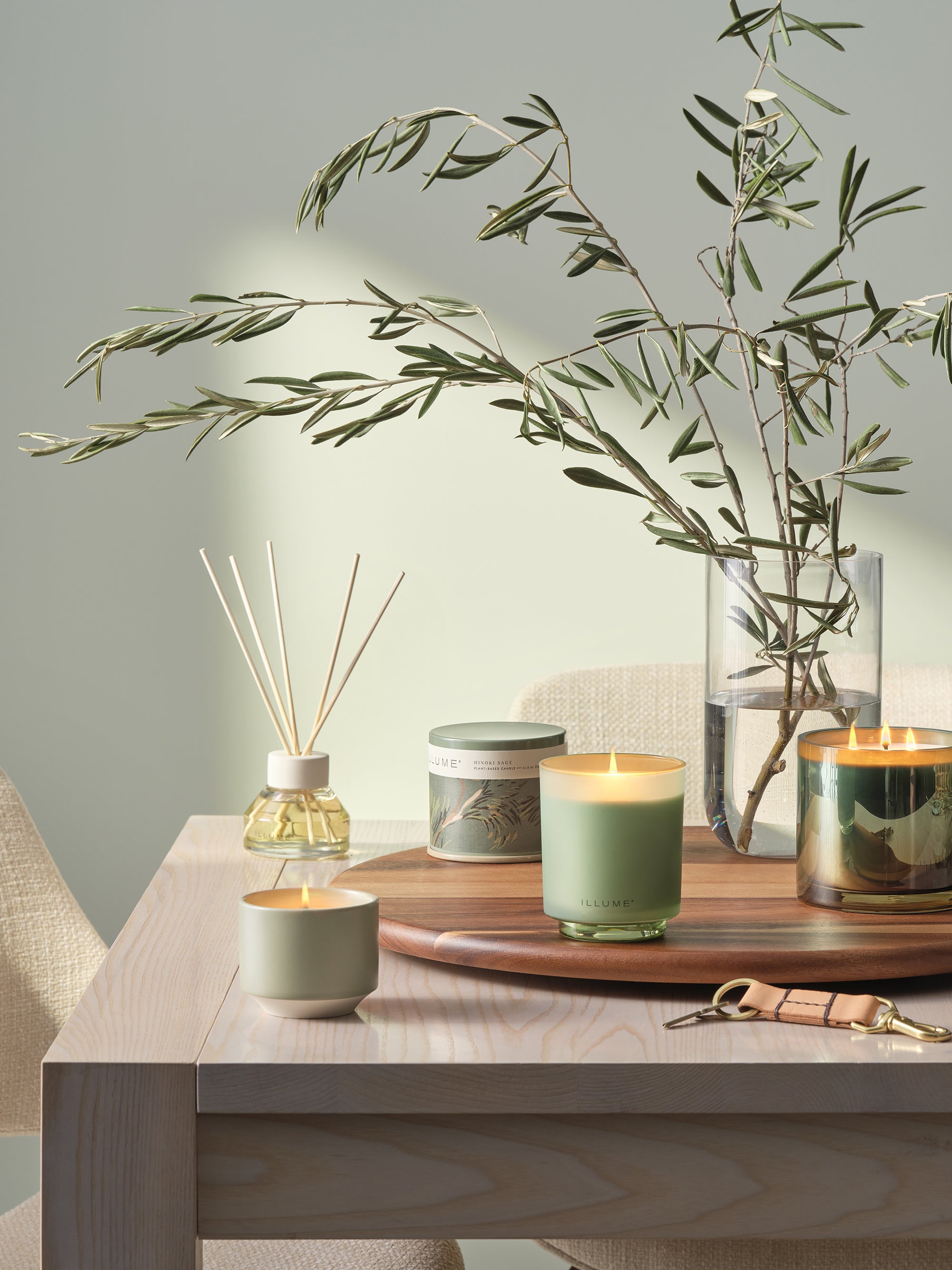 Bougie Demi Vanity verte, sauge de hinoki