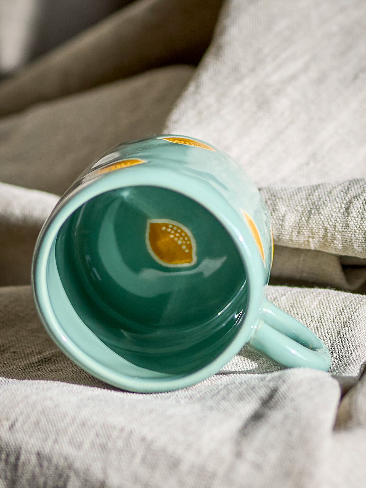 Bloomingville Agnes Green Stoneware Cup with Lemons