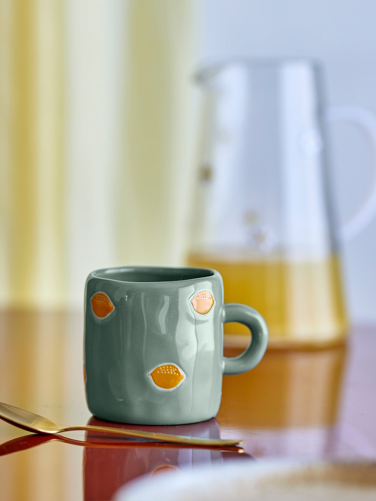 Bloomingville Agnes Green Stoneware Cup with Lemons