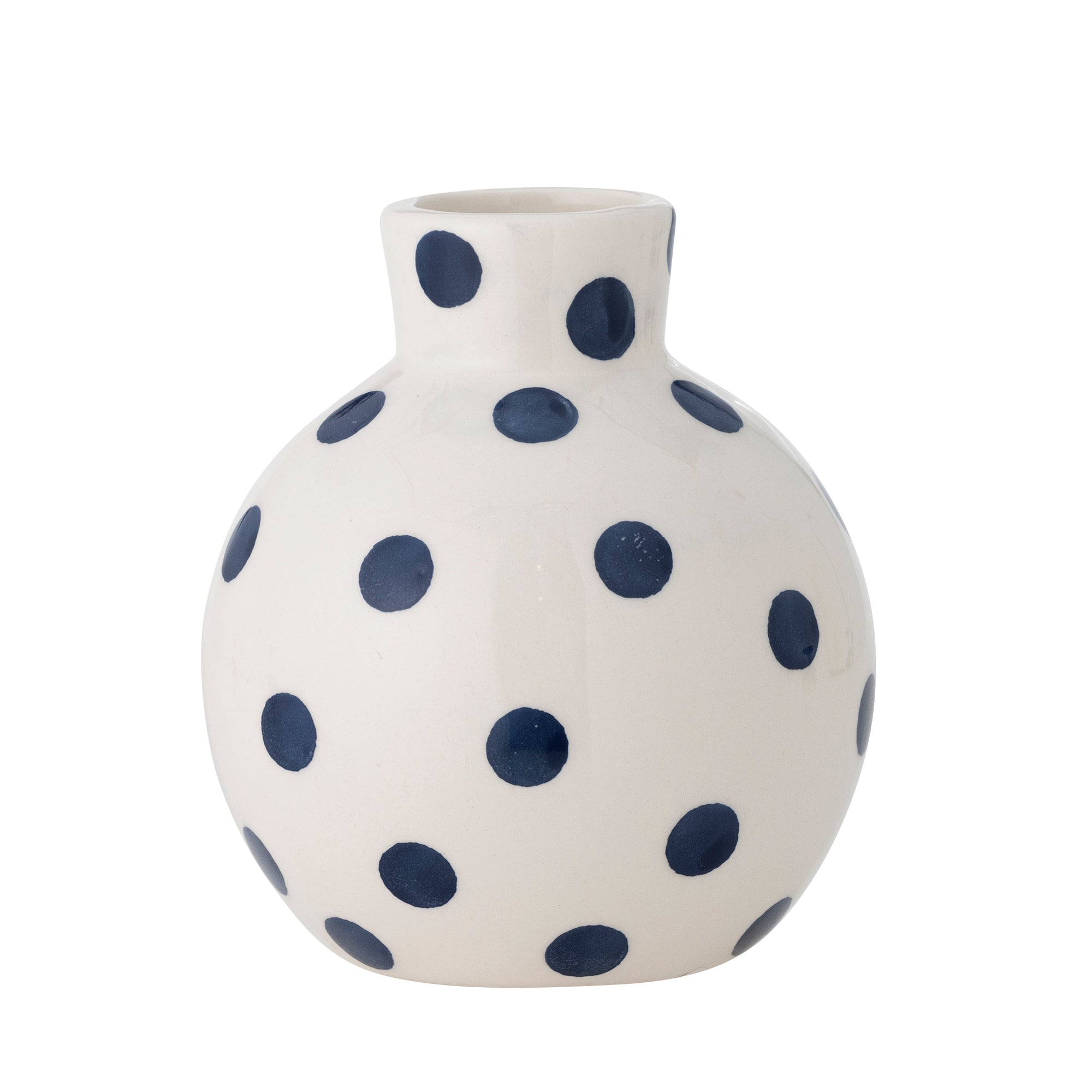 Vase Fian en céramique blanc avec pois bleu