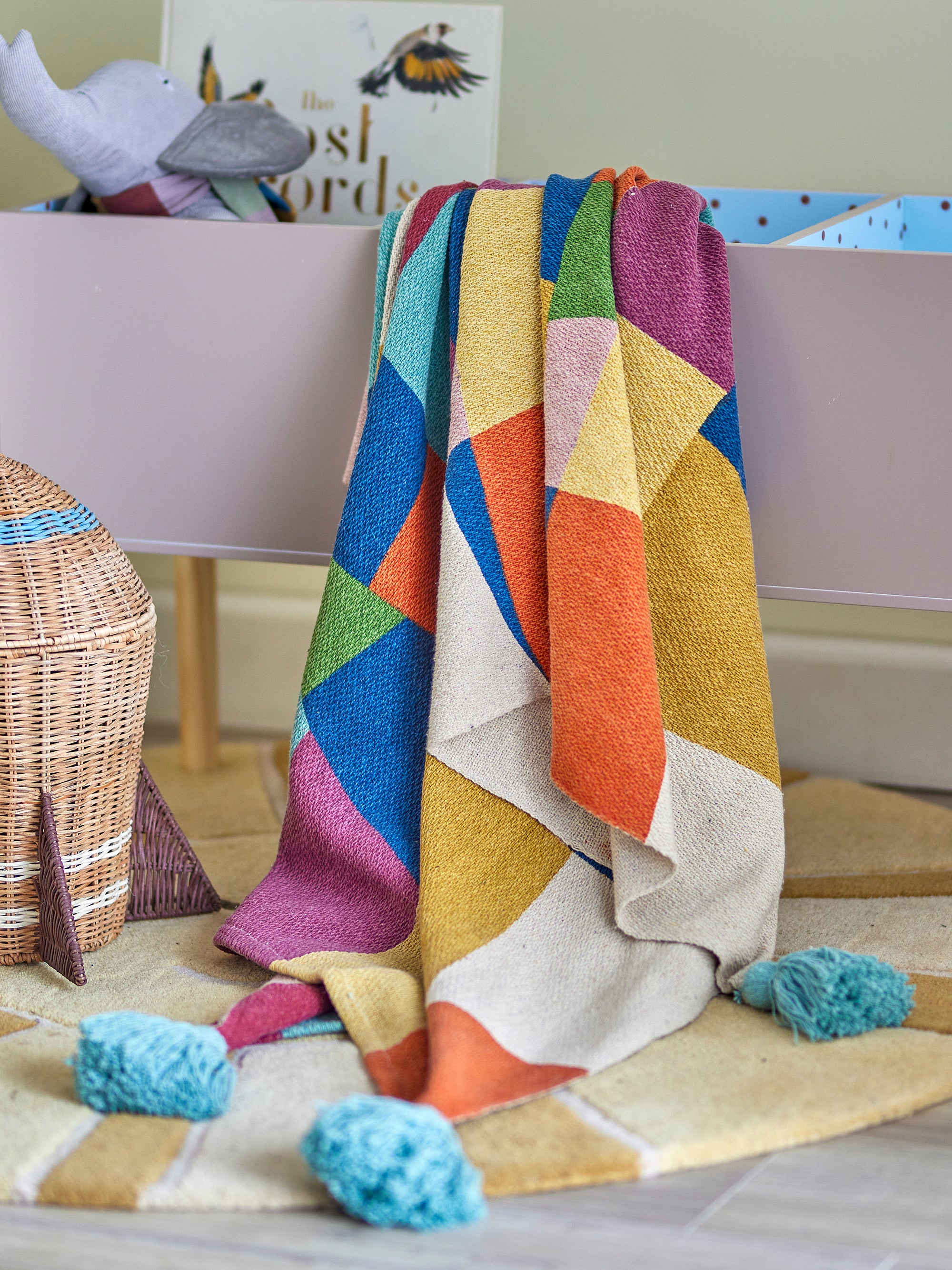 Plaid Colorine en coton recyclé, multicolore