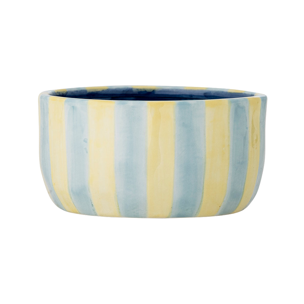 Phoenix bowl in multicolored stoneware, blue and yellow