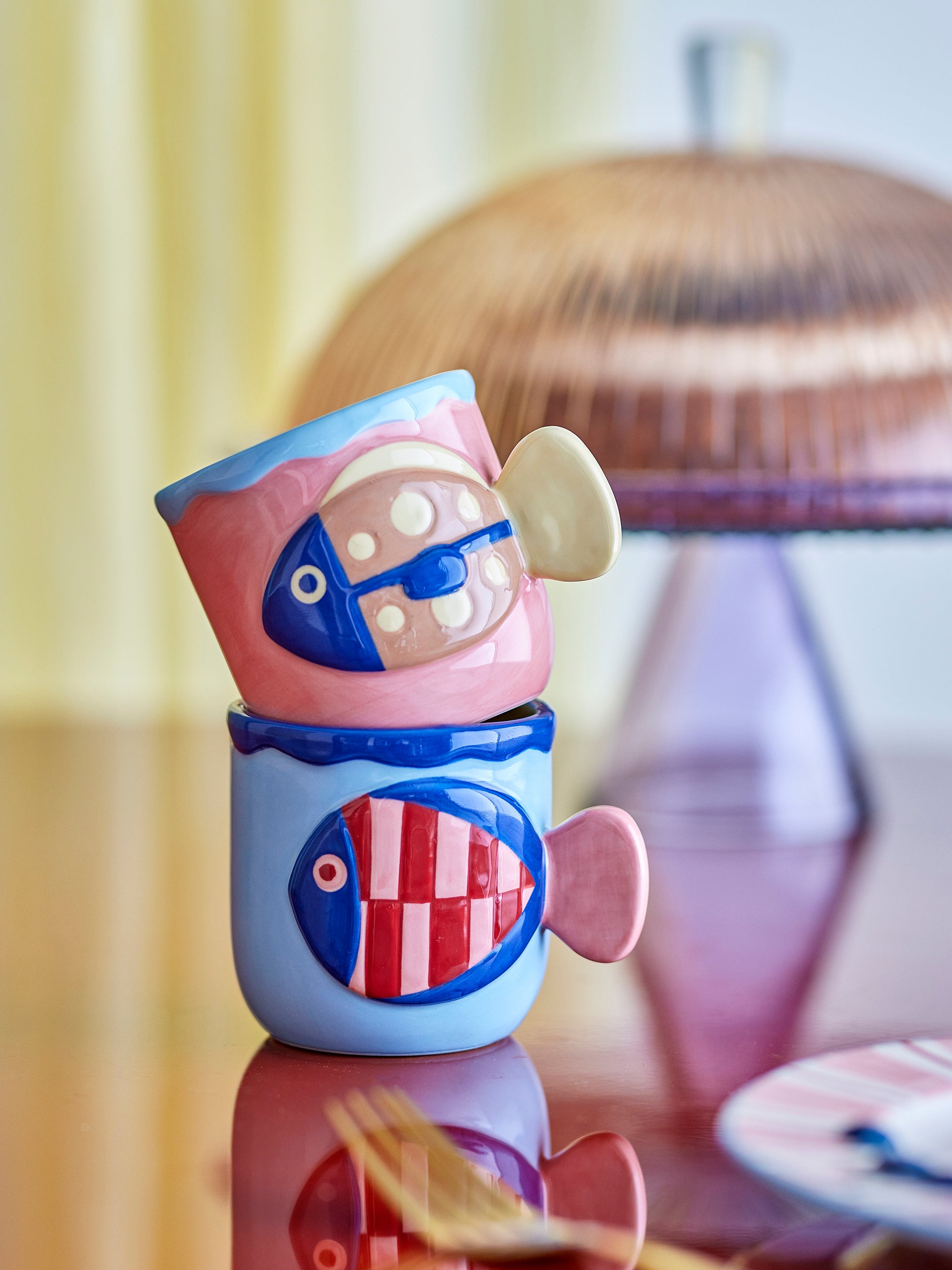 Willy mug in multicolored stoneware, set of 2