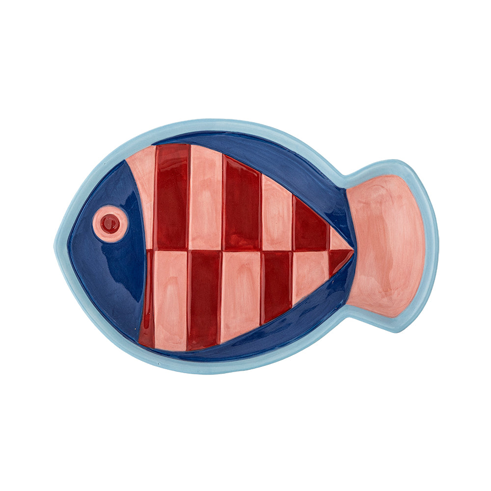 Assiette Willy en grès multicolore, bleu