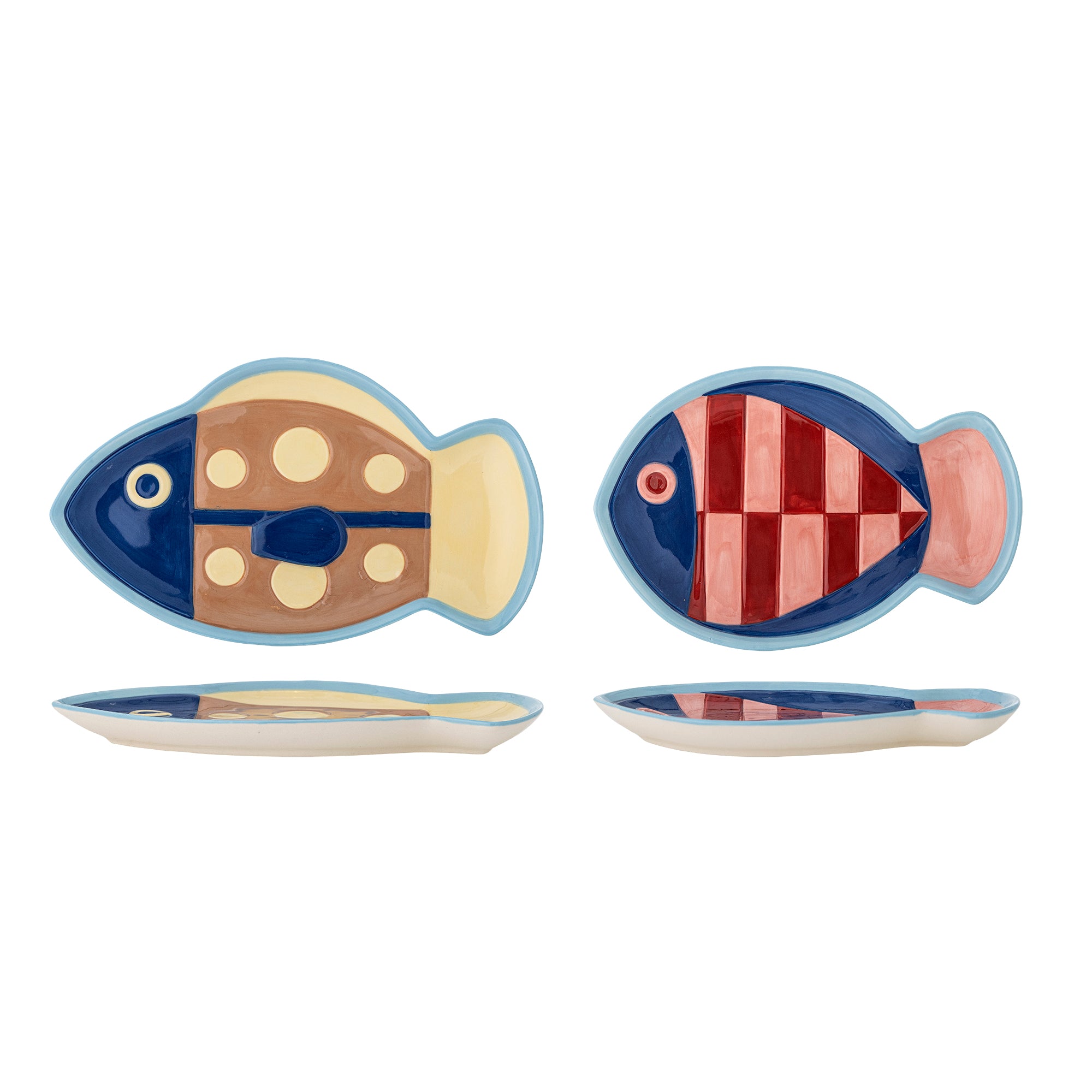 Assiette Willy en grès multicolore, écru