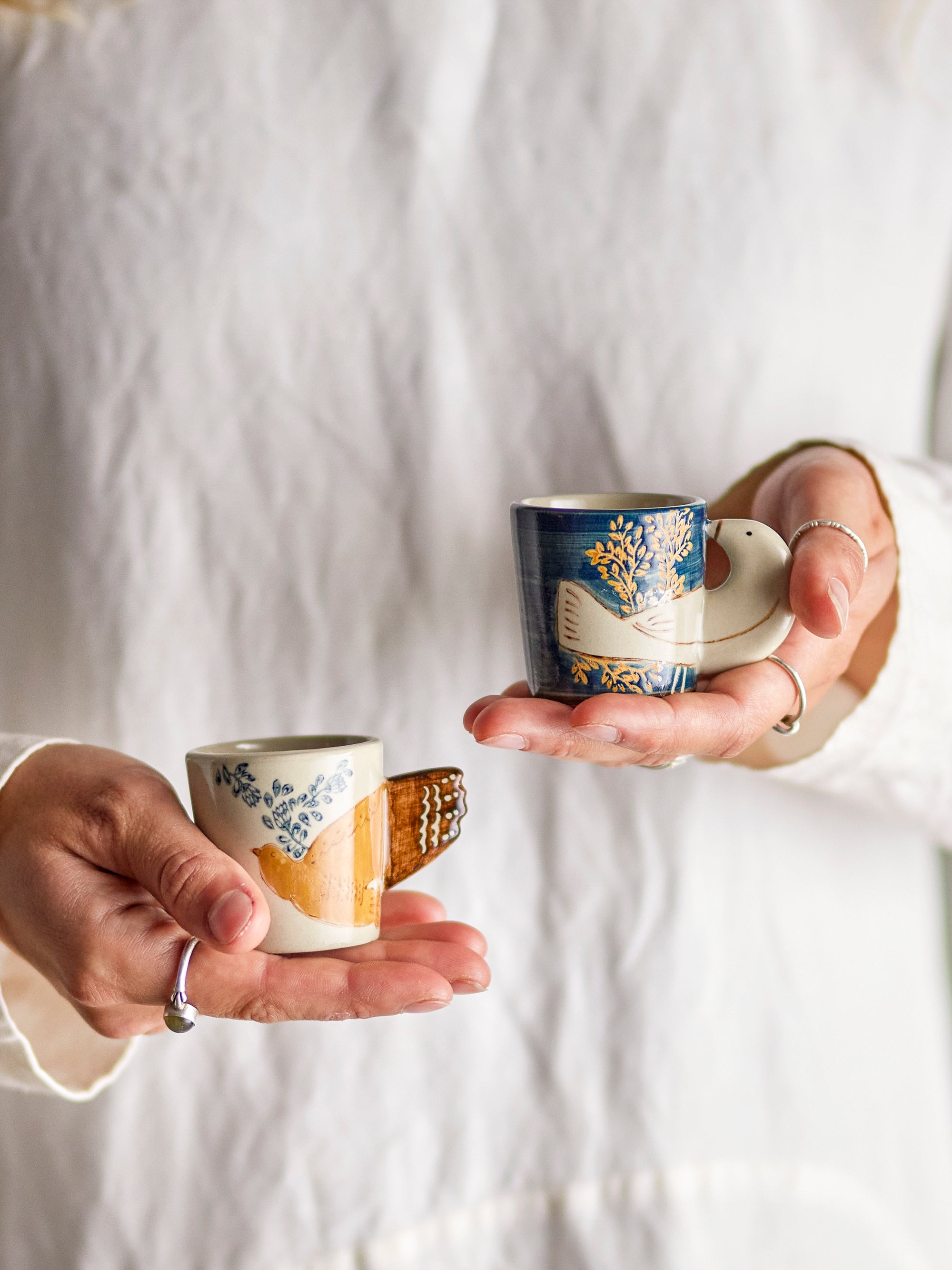 Tasses à expresso en grès bleu Hezha (set de 2 tasses)