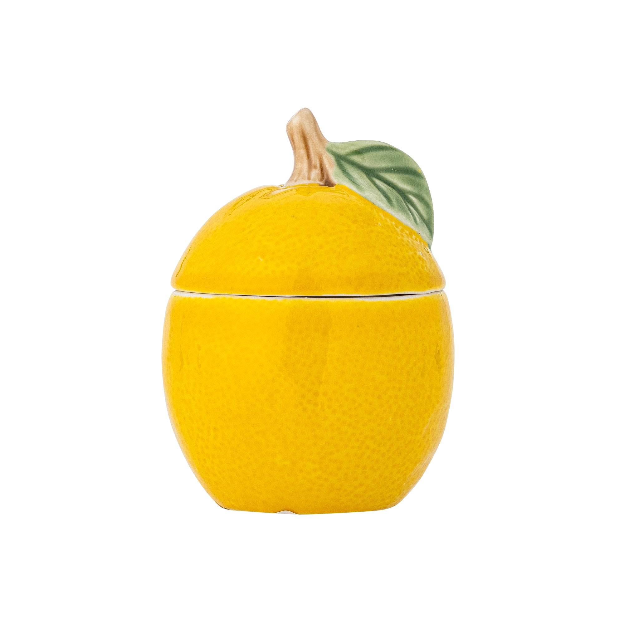 Boîte avec couvercle en grès jaune Limone