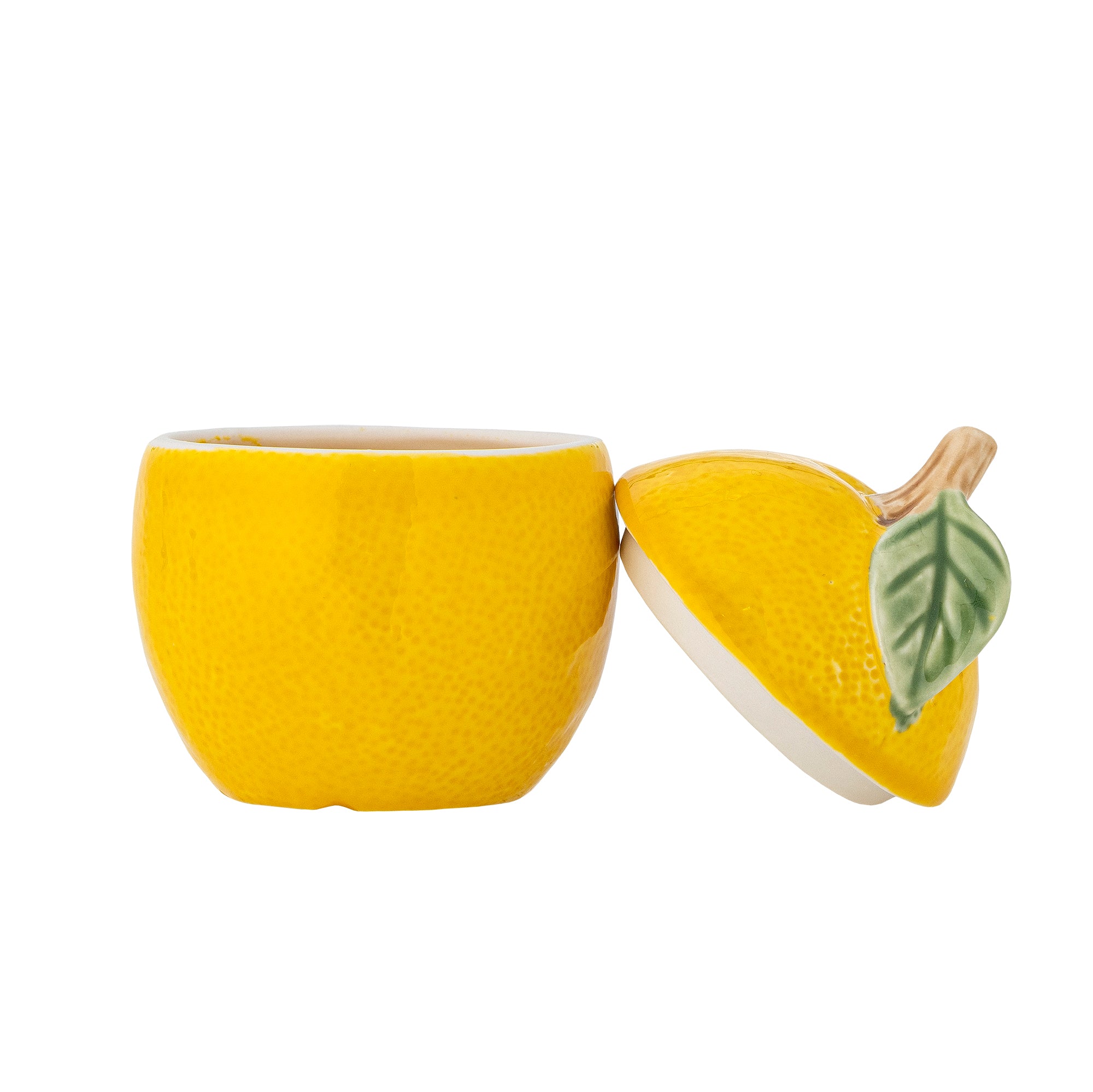 Boîte avec couvercle en grès jaune Limone