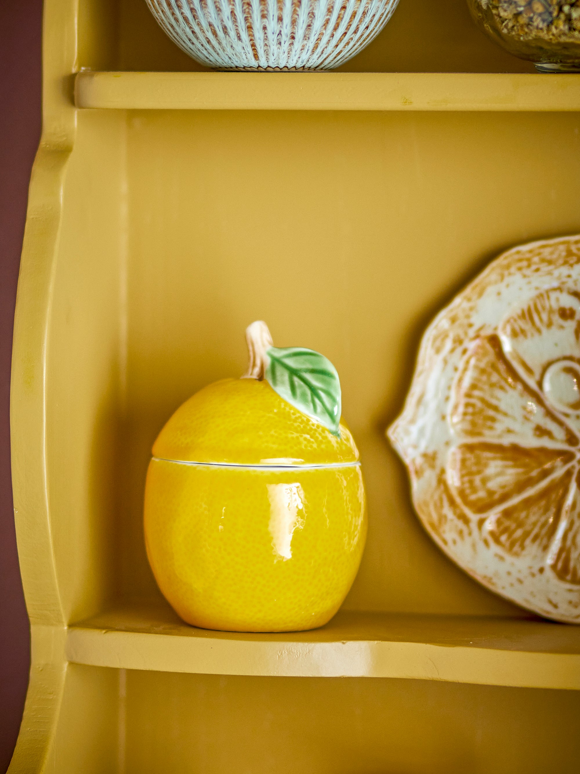 Boîte avec couvercle en grès jaune Limone
