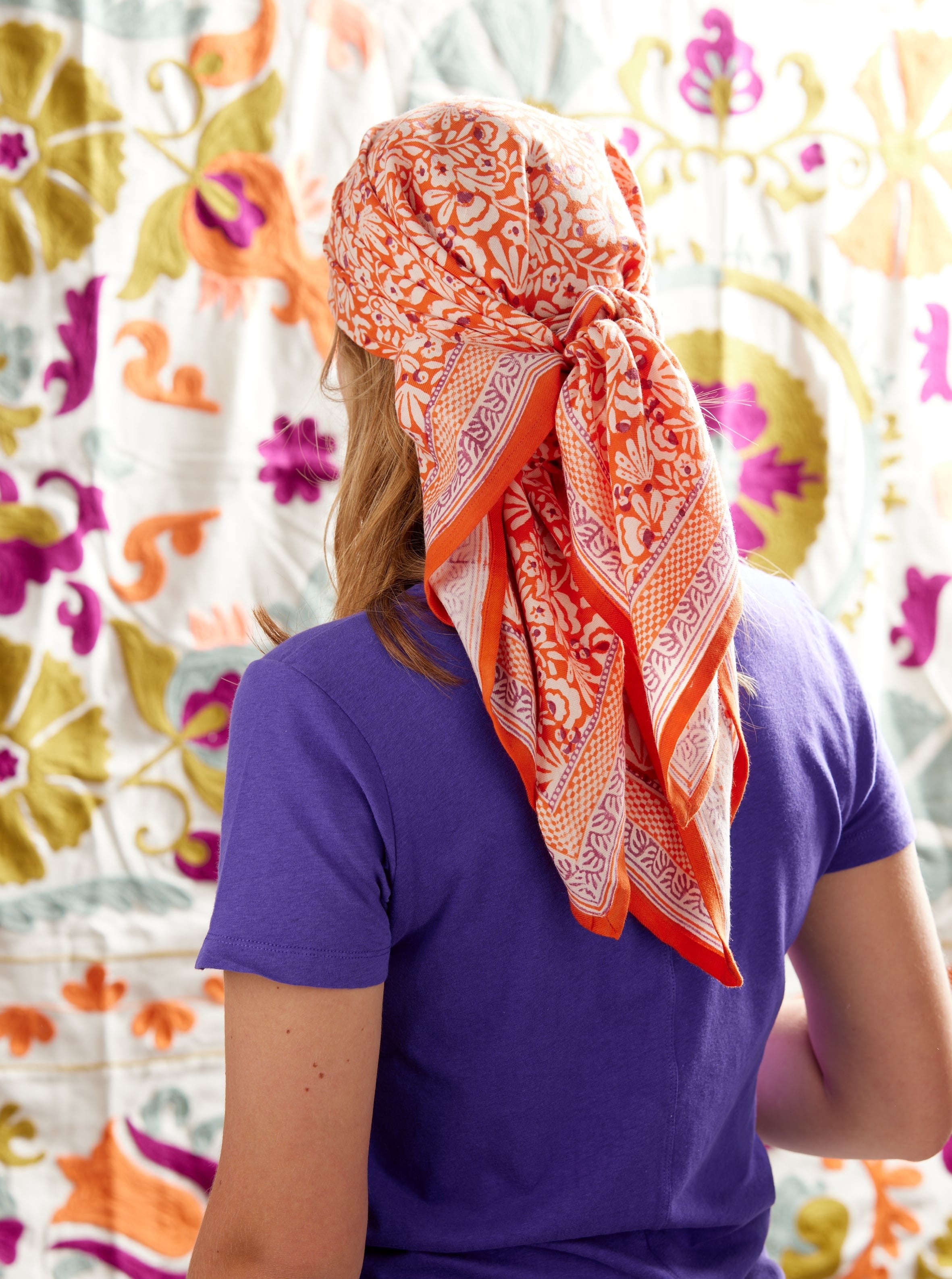 Foulard Indien Iris clémentine