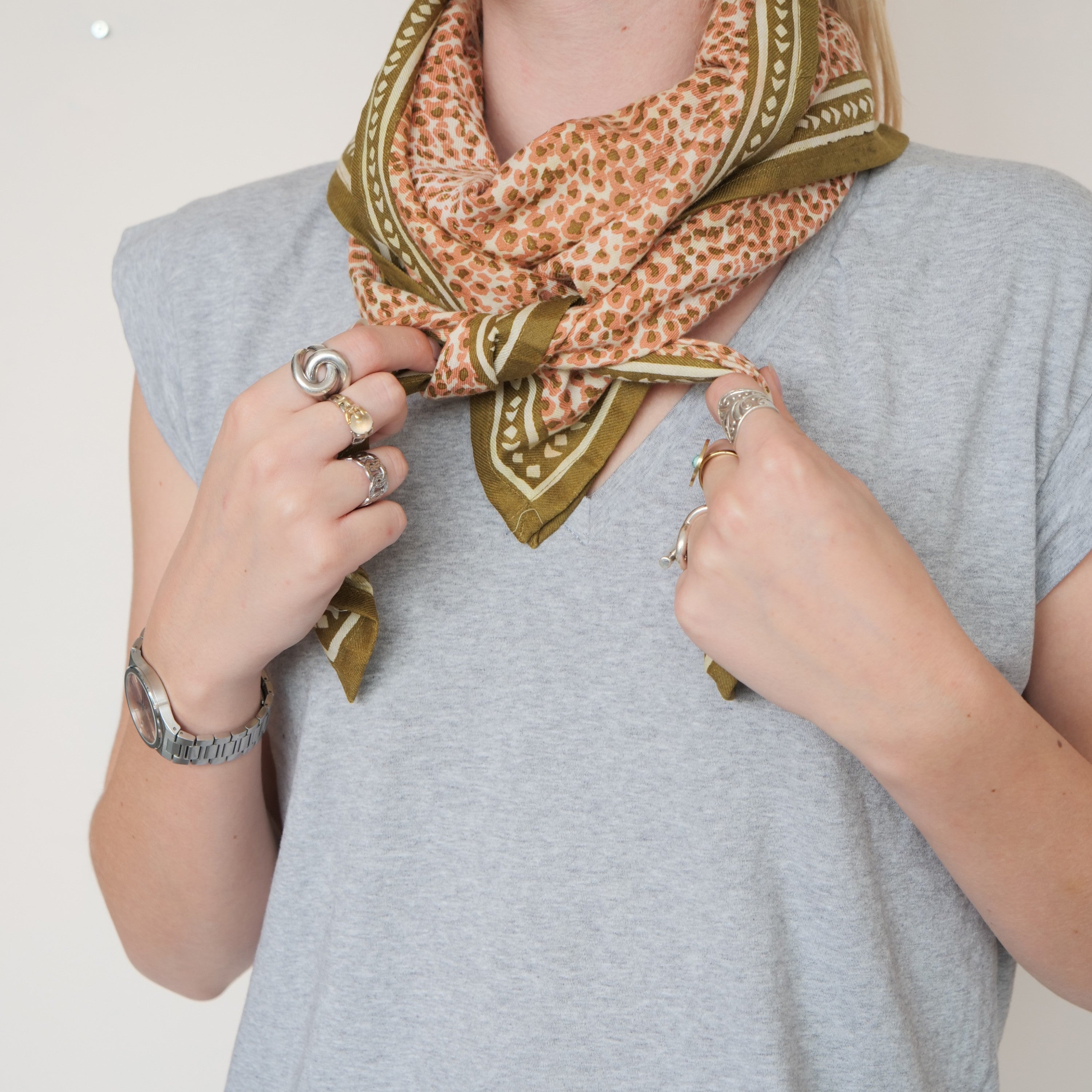 Foulard Indien Savane rosée