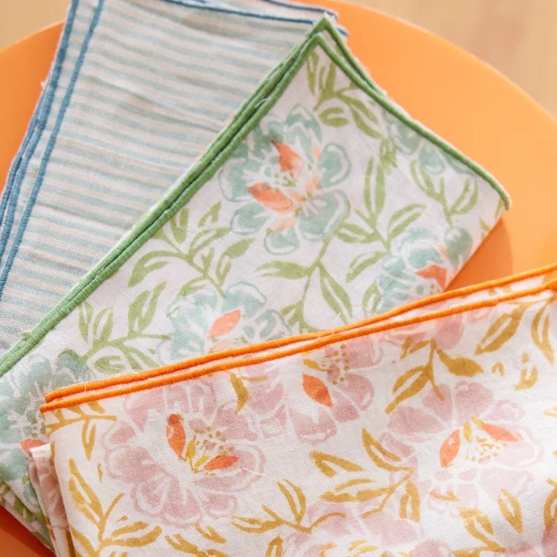 Serviettes de table Rayures bleu-vert (lot de 2)