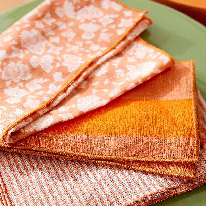 Serviettes de table Rayures citrouille (lot de 2)