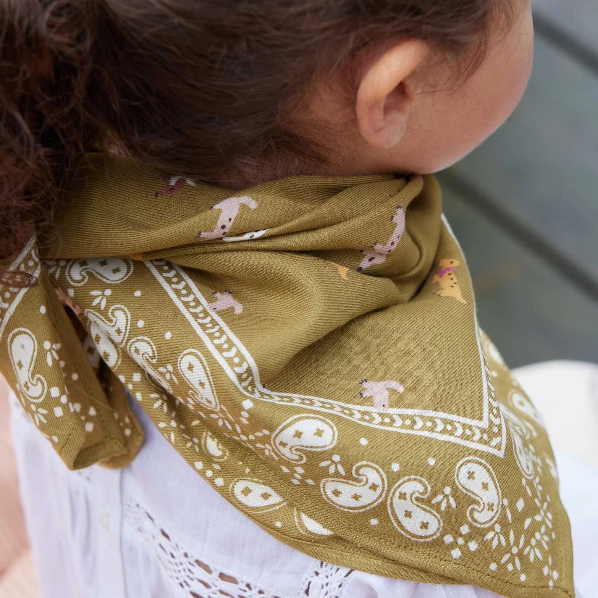 Petit foulard Teckel olive