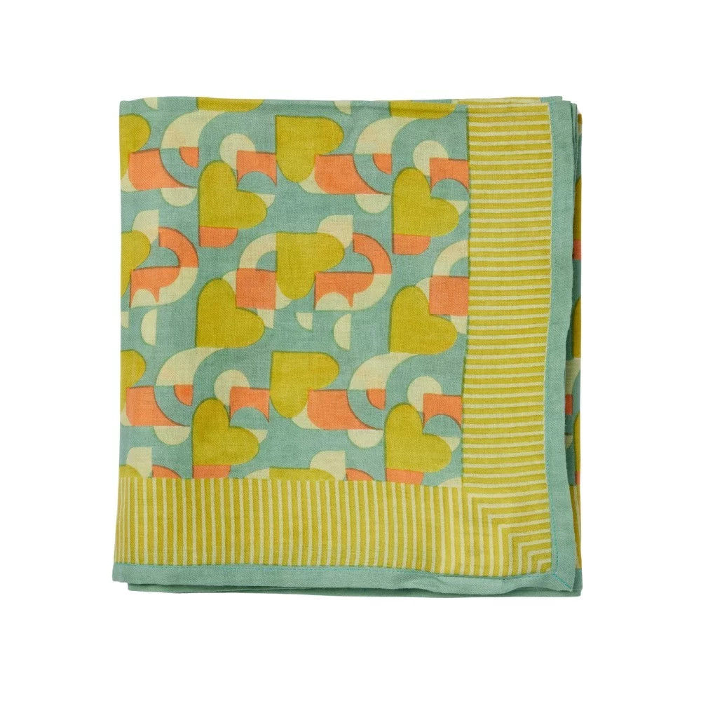 Foulard Indien Love Mon Coeur bleu vert
