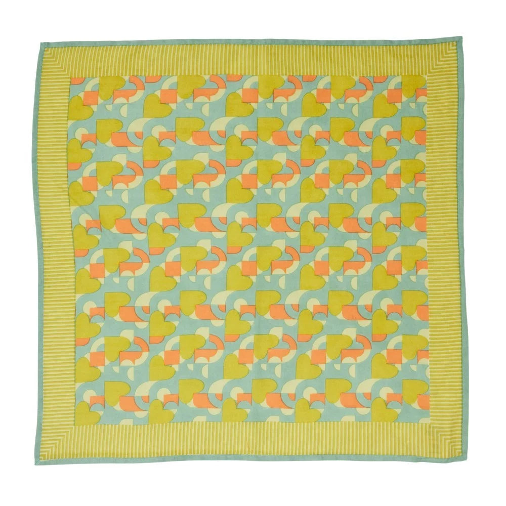 Foulard Indien Love Mon Coeur bleu vert