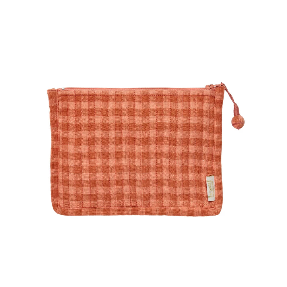 Petite pochette Vichy terracotta rose