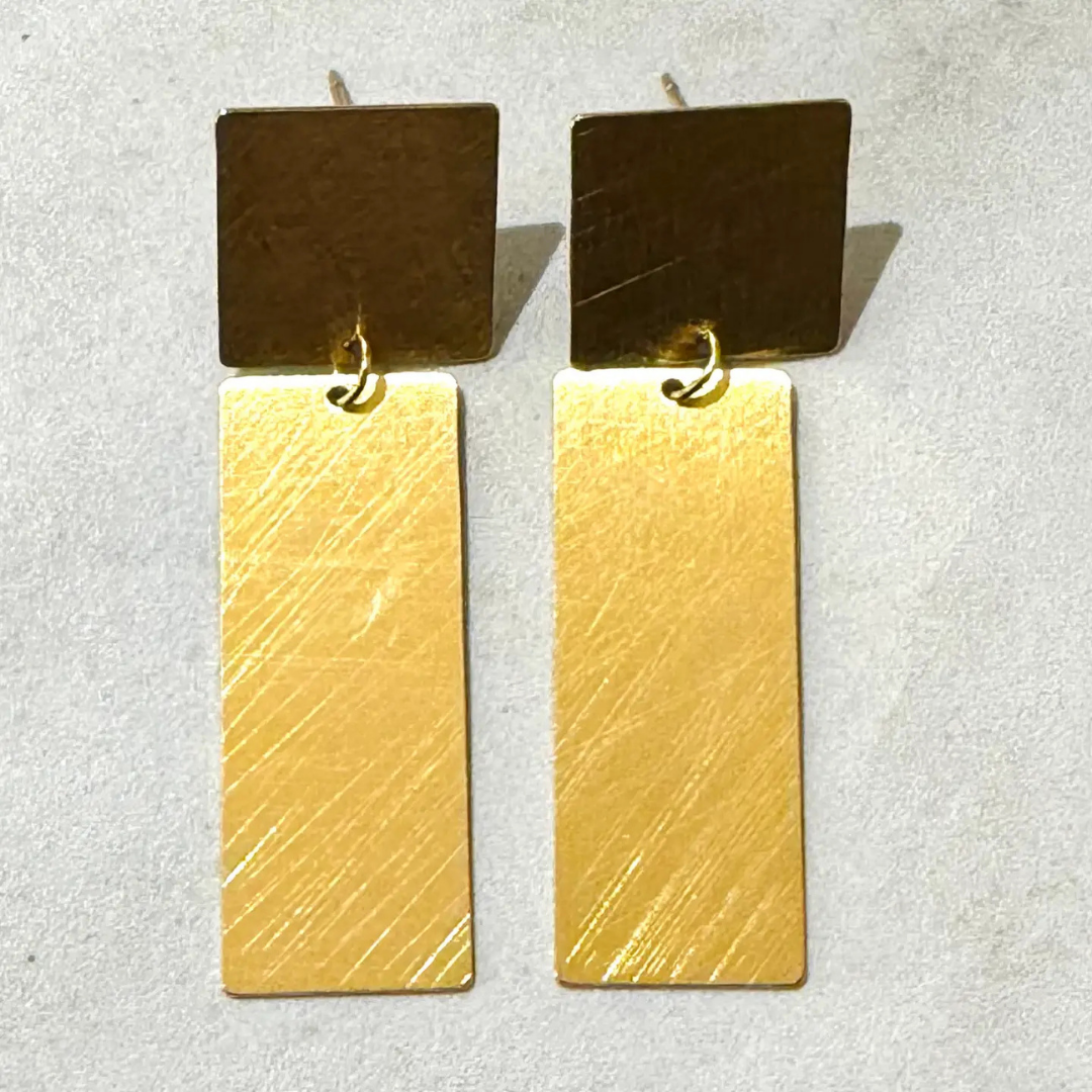 Boucles d'oreilles Ela en acier inoxydable doré martelé