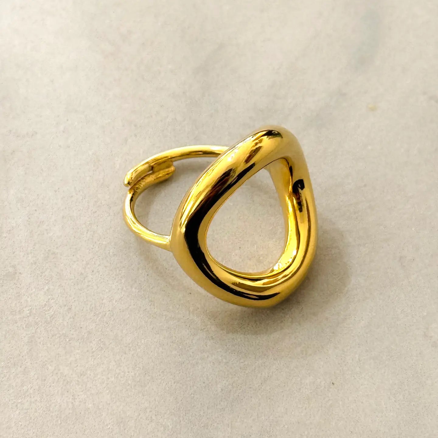Bague ajustable Big Gap en acier inoxydable plaqué or 14 carats