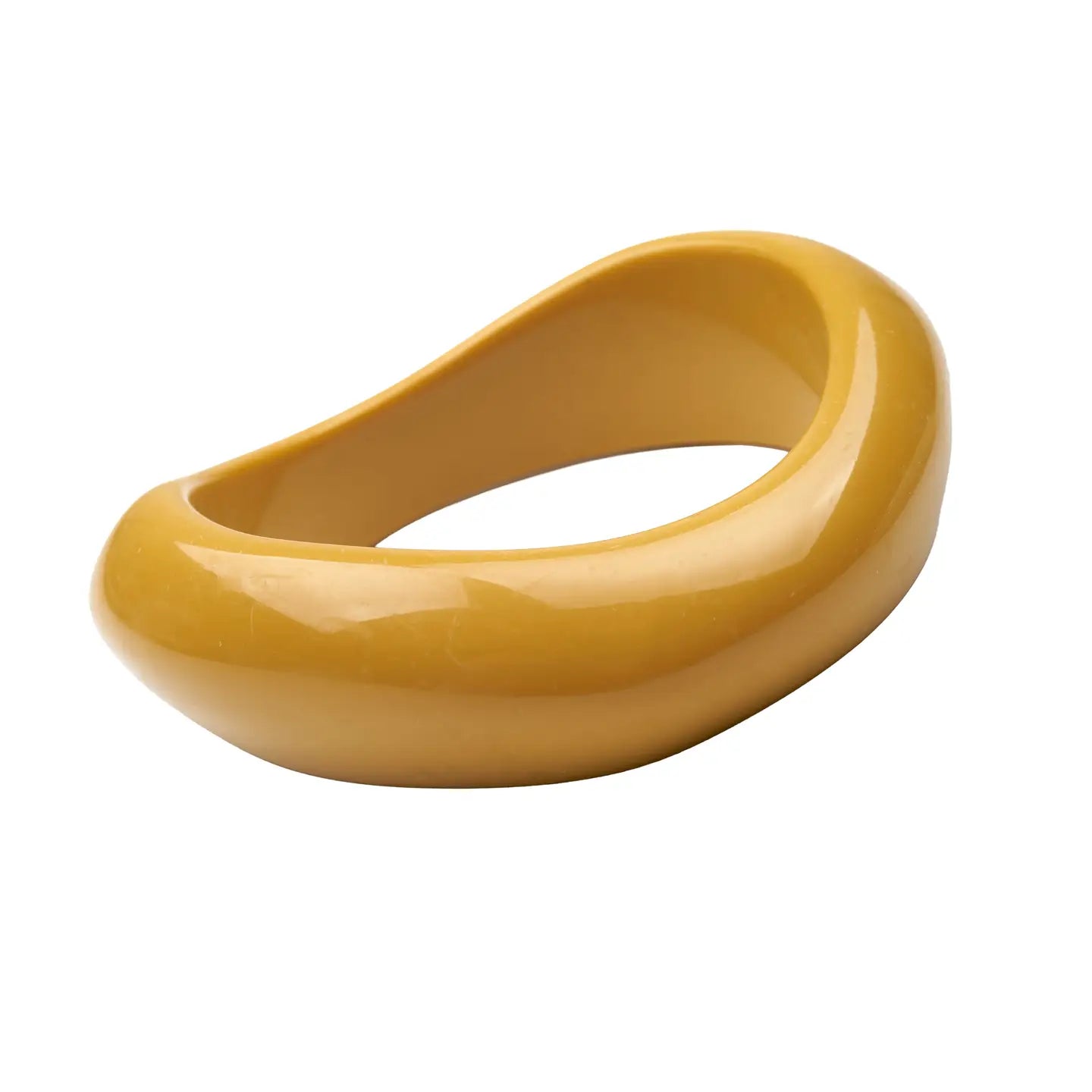 Bracelet manchette Norfeu en résine jaune moutarde