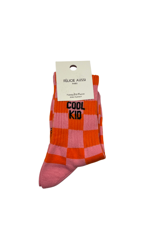 Chaussettes Cool Kid damier rose