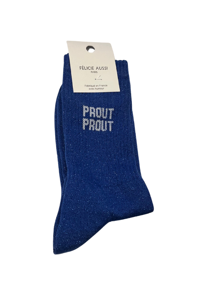 Chaussettes Prout Prout paillettes bleu