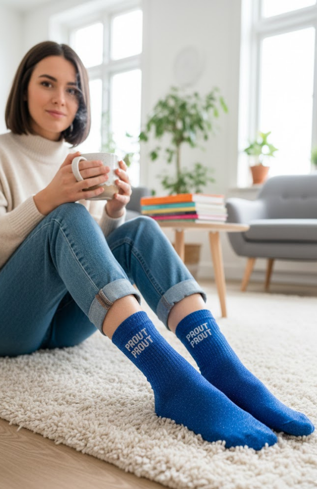 Chaussettes Prout Prout paillettes bleu