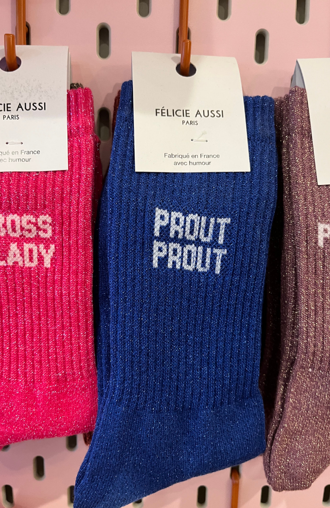 Chaussettes Prout Prout paillettes bleu